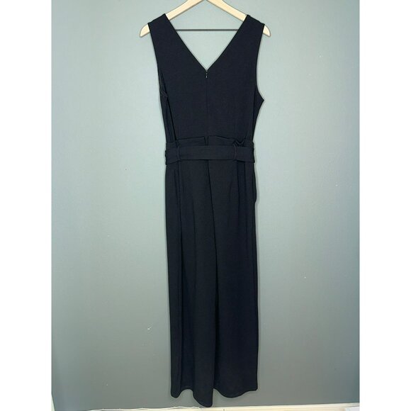 Anthropologie Women's Large Black Sleeveless V-Neck Tie Waist Jumper - Picture 2 of 9